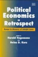 Political Economics in Retrospect - H. Hagemann, Heinz-D. Kurz