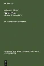 Vermischte Schriften - Johannes Riemer (author), Helmut Krause (editor)