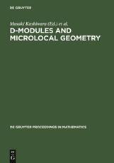 D-Modules and Microlocal Geometry - Masaki Kashiwara (editor), Teresa Monteiro Fernandes (editor), Pierre Schapira (editor)