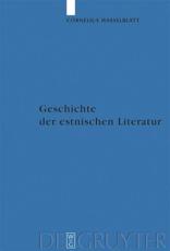 Geschichte Der Estnischen Literatur - Cornelius Th. Hasselblatt
