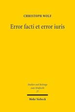 Error Facti Et Error Iuris - Christoph Wolf