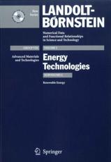 Renewable Energy. Advanced Materials and Technologies - Andreas Bandi (contributions), W. Bogenrieder (contributions), Werner Braitsch (contributions), Christoph Clauser (contributions), M. Norbert Fisch (contributions), Gottfried GÃ¶kler (contributions), Adolf Goetzberger (contributions), Hans Haas (contributions), D. Hein (contributions), Klaus Heinloth (contributions), Volker Huckemann (contributions), JÃ¼rgen Karl (contributions), Hans-JÃ¼rgen Laue (contributions), Andreas Neumann (contributions), Ernst PÃ¼rer (contributions), Stefan Richter (contributions), Frank Rosillo-Calle (contributions), Michael Specht (contributions), Won Oh Song (contributions), Theodor Strobl (contributions), Ziqin Tian (contributions), Walt van Walsum (contributions), Hermann-Josef Wagner (contributions), Ulrich Wagner (contributions), Shuqing Wang (contributions), Dafu Yuan (contributions), Franz Zunic (contributions)