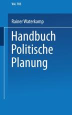 Handbuch Politische Planung - Waterkamp, Rainer