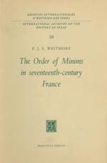 The Order of Minims in Seventeenth-Century France - Whitmore, P.J.S.
