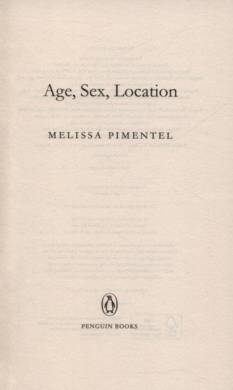 Age Sex Location Melissa Pimentel 9781405918275 Blackwells 
