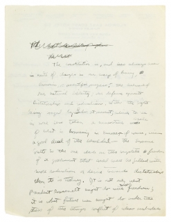 [Manuscript] Statement regarding Franklin D. Roosevelt's attempt to enlarge the Supreme Court.