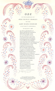 [Broadside:] Ode on the Marriage of HRH Prince Charles to the Lady Diana Spencer, in St Paul's Cathedral on 29 July 1981.
